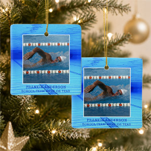 Swimmer Swimming Photo Personalized Ceramic Ornament
