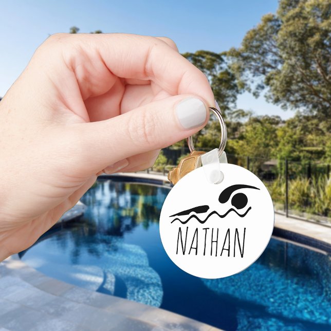 Swimmer Swimming Swim Personalized Pool Key Name  Keychain (Creator Uploaded)