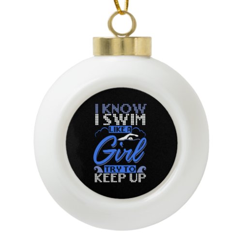 Swimmer Swimming Swim Sport Gift  Ceramic Ball Christmas Ornament