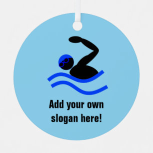 Swimmer Themed guy in water with your text Metal Ornament