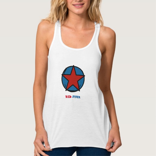 Swimmer's back, curved cut, RED STAR Tank Top (Front)