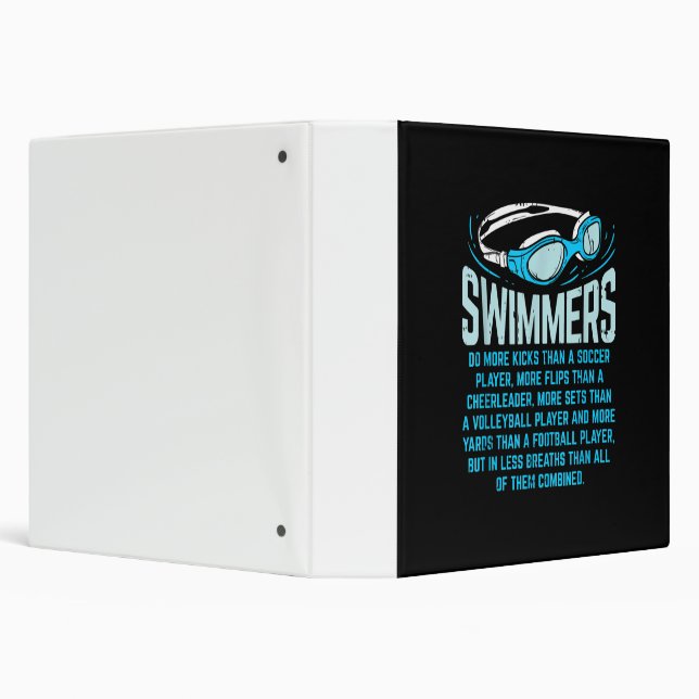 Swimmers Do More Kicks I Funny Gift Swimming Lover 3 Ring Binder (Background)