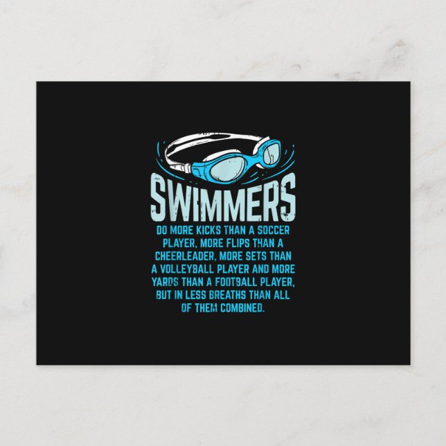 Swimmers Do More Kicks I Funny Gift Swimming Lover Announcement Postcard (Front)