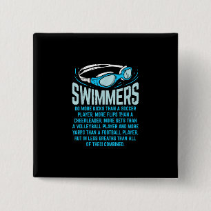 Swimmers Do More Kicks I Funny Gift Swimming Lover Button