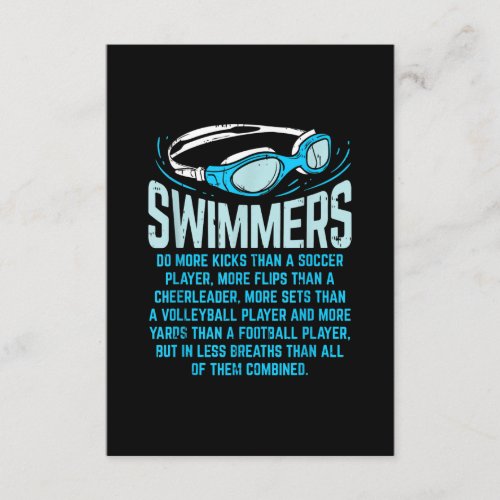 Swimmers Do More Kicks I Funny Gift Swimming Lover Enclosure Card
