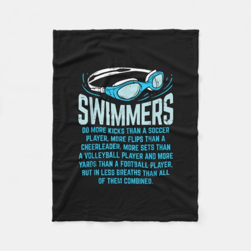 Swimmers Do More Kicks I Funny Gift Swimming Lover Fleece Blanket