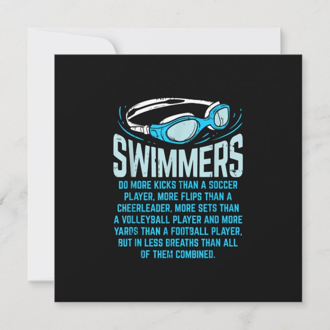 Swimmers Do More Kicks I Funny Gift Swimming Lover Invitation (Front)
