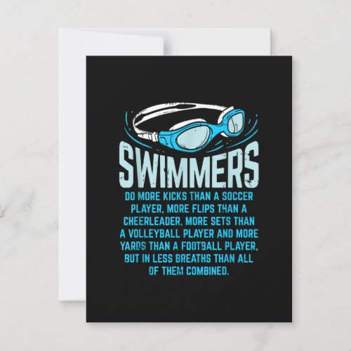 Swimmers Do More Kicks I Funny Gift Swimming Lover Invitation