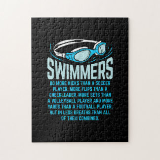 Swimmers Do More Kicks I Funny Gift Swimming Lover Jigsaw Puzzle