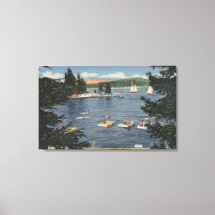Swimmers Enjoying Floats & Sports Canvas Print