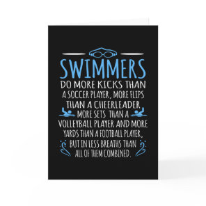 Swimmers Facts Funny Swimming Swim Coach Men Women Card