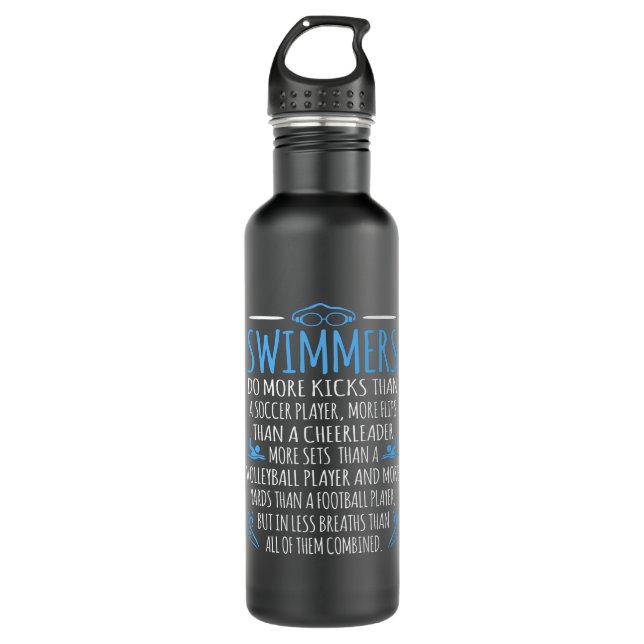 Swimmers Facts Funny Swimming Swim Coach Men Women Stainless Steel Water Bottle (Front)