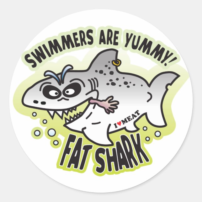 Swimmers Fat Shark Classic Round Sticker (Front)