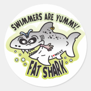 Swimmers Fat Shark Classic Round Sticker
