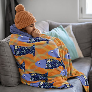 Swimmers nautical theme Swimming fish Fleece Blanket