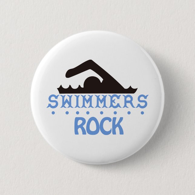 Swimmers Rock Pinback Button (Front)