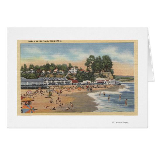 Swimmers & Sunbathers on the Beach Cards (Front Horizontal)