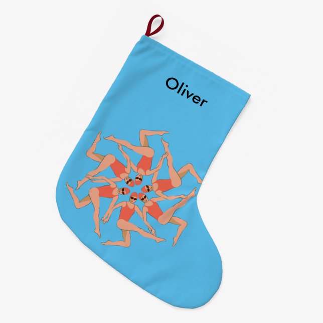 Swimmers - Synchro Swim Choreography Personalized Large Christmas Stocking (Front (Hanging))