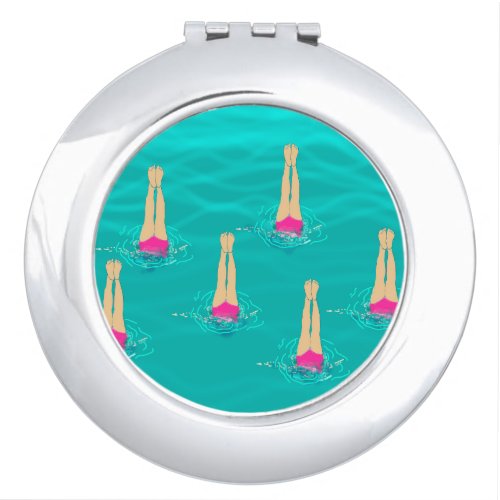 Swimmers Synchro Swimming Under Water  Compact Mirror