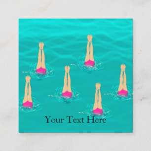 Swimmers Synchro Swimming Under Water Personalized Square Business Card