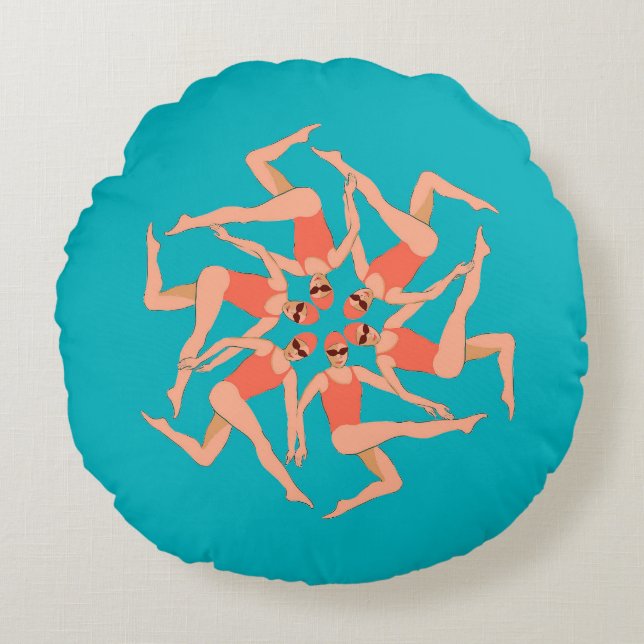 Swimmers - Synchronized Swimming  Round Pillow (Front)
