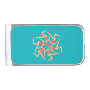 Swimmers - Synchronized Swimming Silver Finish Money Clip