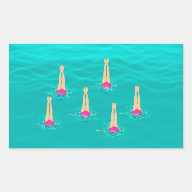 Swimmers Synchronized Swimming Under Water   Rectangular Sticker (Front)