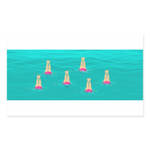 Swimmers Synchronized Swimming Under Water Rectangular Sticker