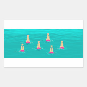 Swimmers Synchronized Swimming Under Water Rectangular Sticker