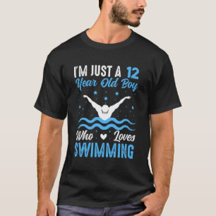 Swimming 12 Year Old Boy Birthday Christmas T-Shirt