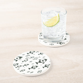 Swimming Against the Stream Black and White Drink Coaster