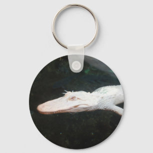 Swimming albino alligator color photograph keychain