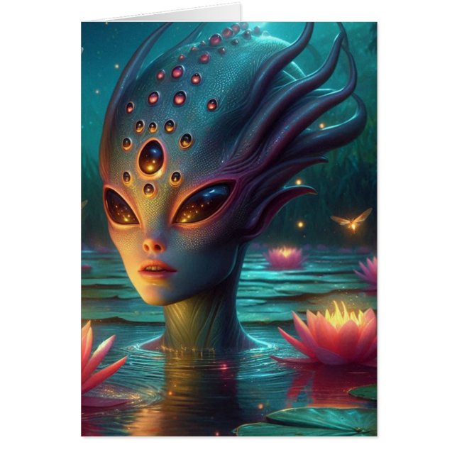 Swimming Alien All Occassions Cards (Front)