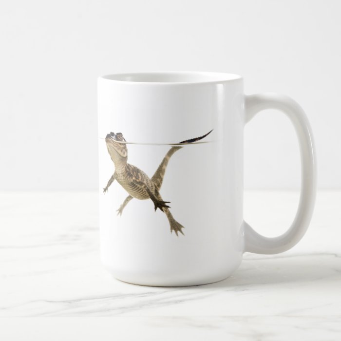 Swimming Alligator on White Background Mug