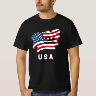 Swimming American USA Flag T-Shirt