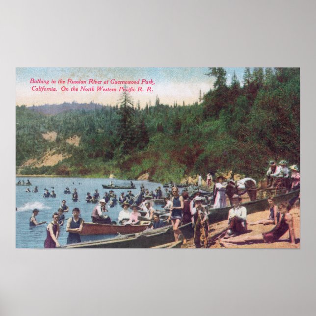 Swimming and Boating on the Russian River Poster (Front)