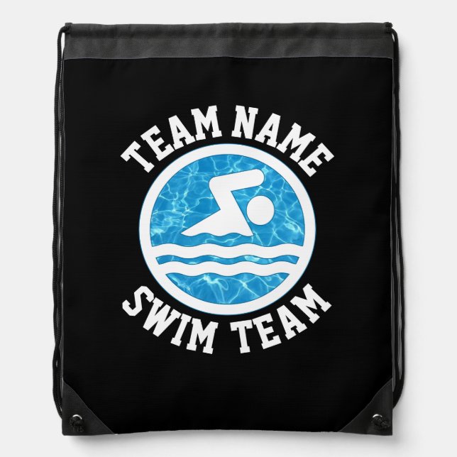 Swimming and Diving Custom Swim Team Name Swimmer Drawstring Bag (Front)