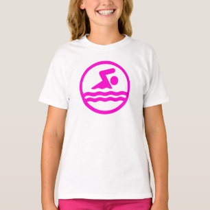 Swimming and Diving Cute Swimmer Girls Pink Swim T-Shirt