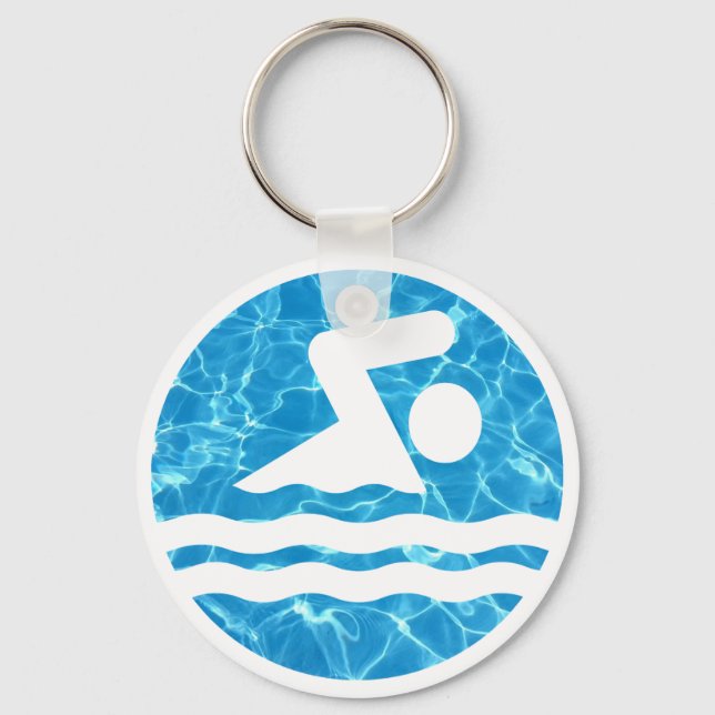 Swimming and Diving Pool Water Swim Icon Swimmer's Keychain (Front)