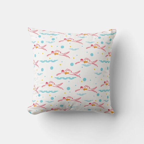 Swimming and Satisfaction Pattern Throw Pillow