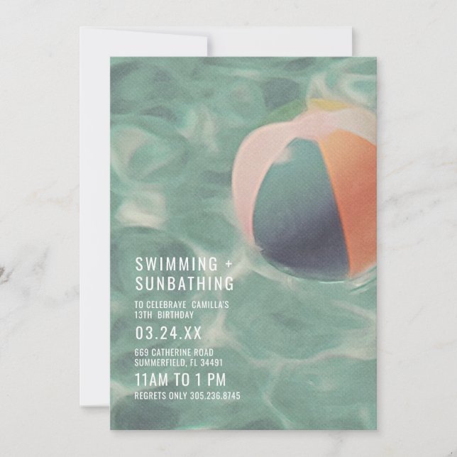 Swimming and Sunbathing Invitation (Front)