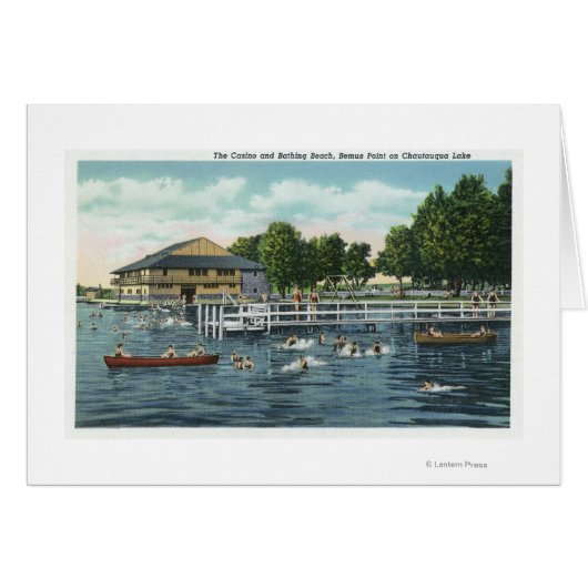 Swimming at Bemus Point Beach and Casino Cards (Front Horizontal)