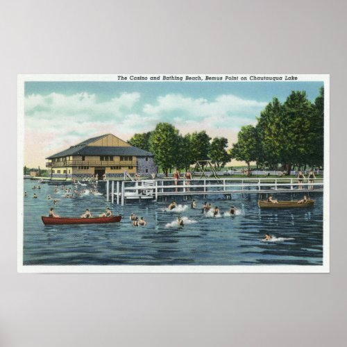 Swimming at Bemus Point Beach and Casino Poster