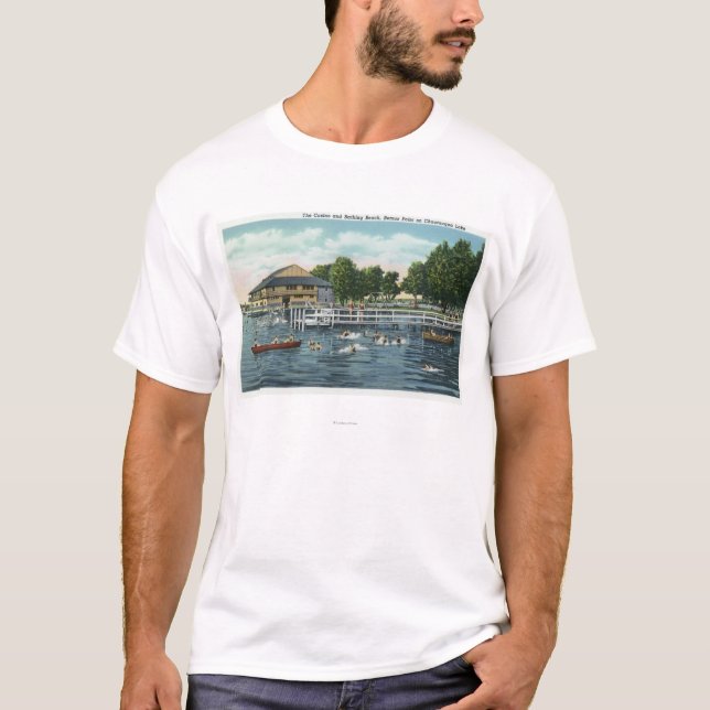 Swimming at Bemus Point Beach and Casino T-Shirt (Front)