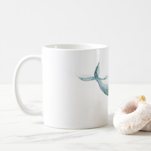 Swimming Away Watercolor Whale Mug (With Donut)