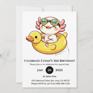 Swimming Axolotl Fun Birthday Invitation