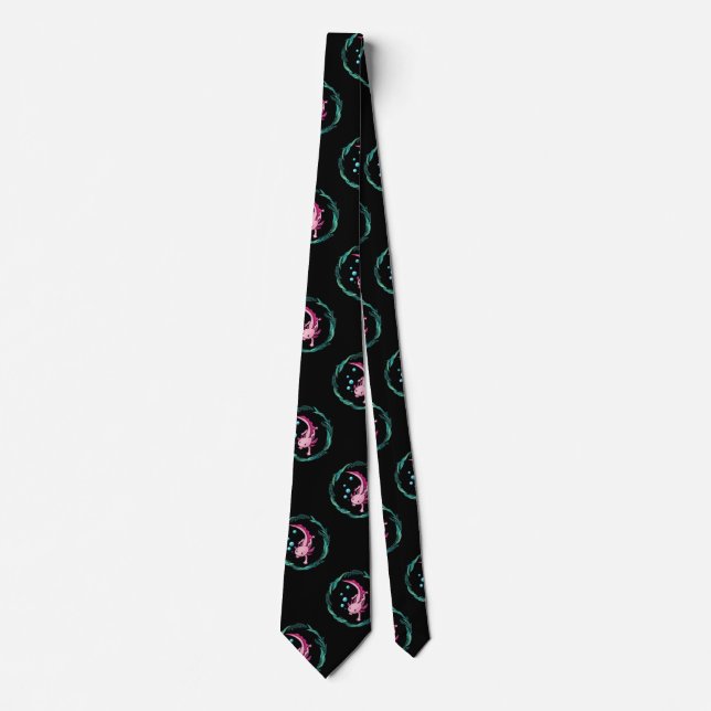 Swimming Axolotl Neck Tie (Front)