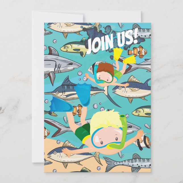 Swimming Beach Under the Sea Aquarium Birthday Invitation (Front)