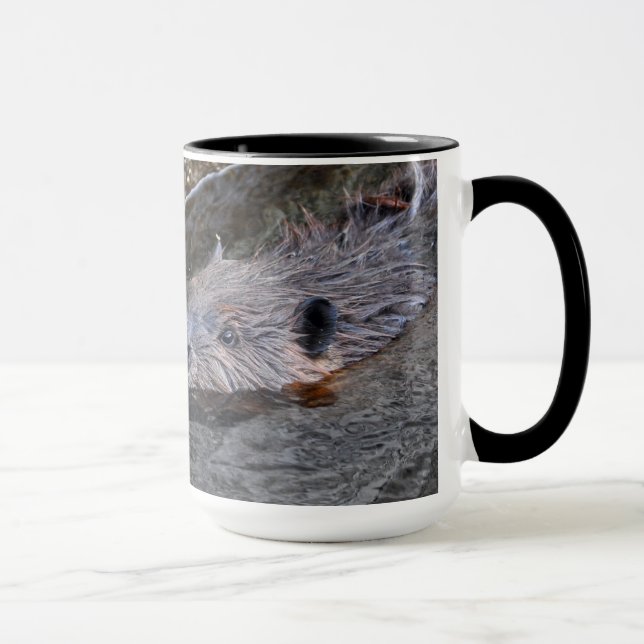Swimming Beaver Wildlife Gift Mug (Right)
