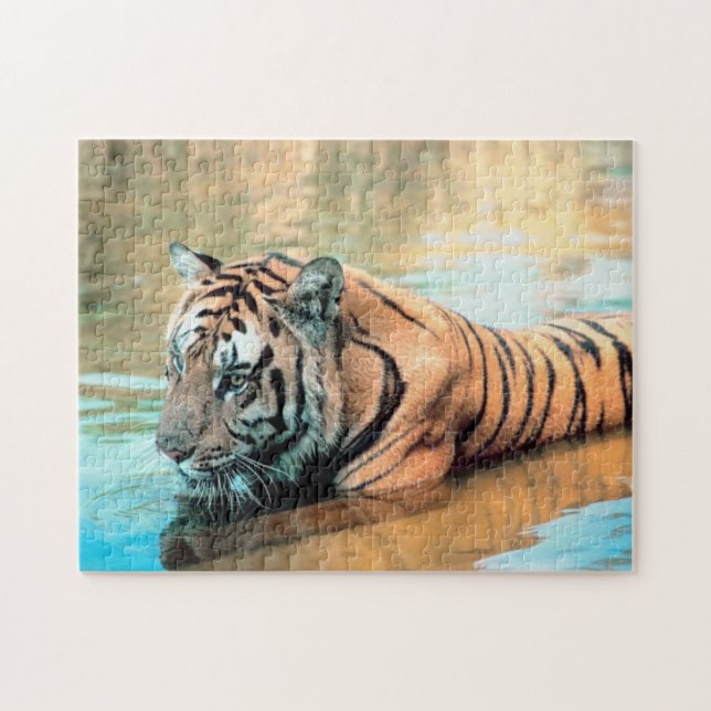 Swimming Bengal Tiger Jigsaw Puzzle (Horizontal)